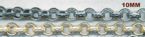 10MM  AND 12MM GOLD AND STERLING PLATED HAMMERED CHAIN
